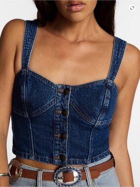 Lee Kacey Musgraves Denim Bustier Crop Top XL NWT Western Cowgirl